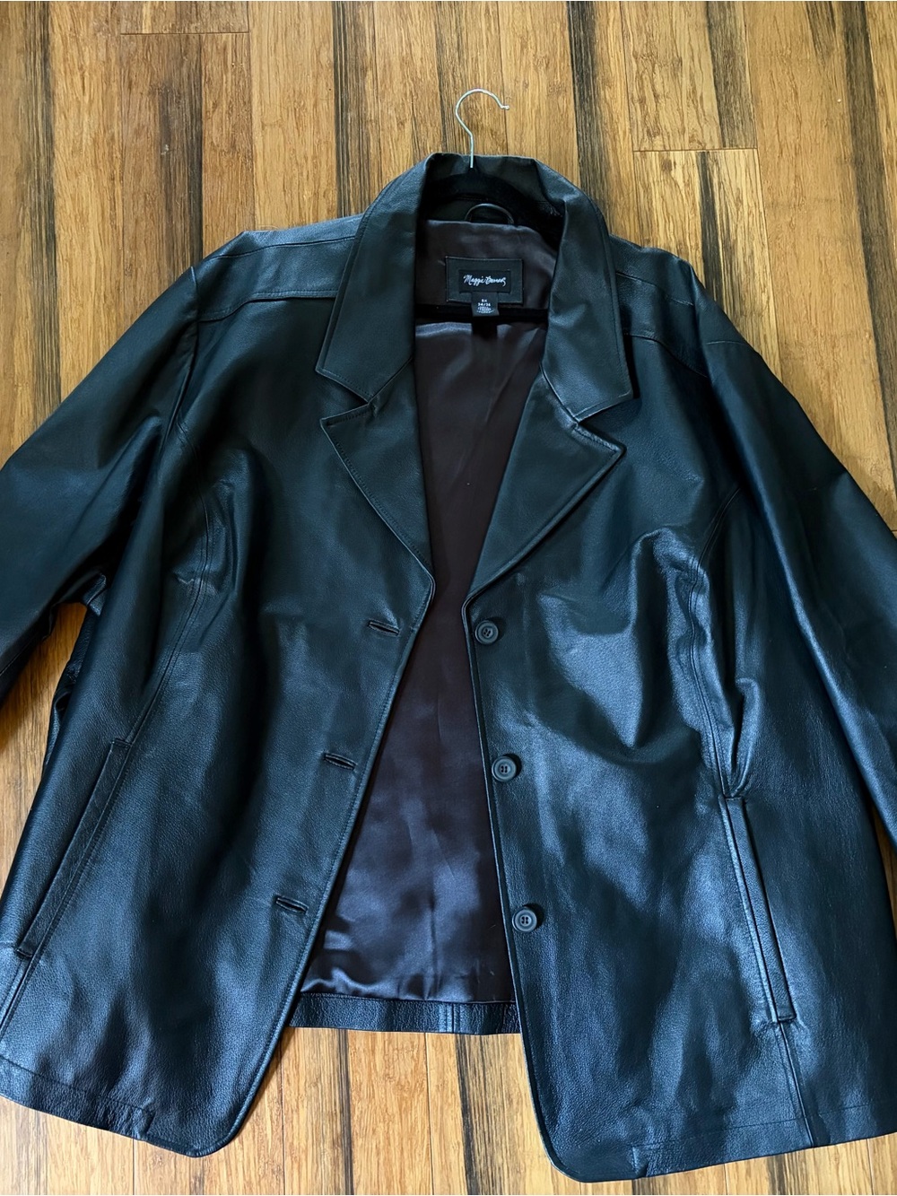Maggie Barnes Black Leather Trench Coat